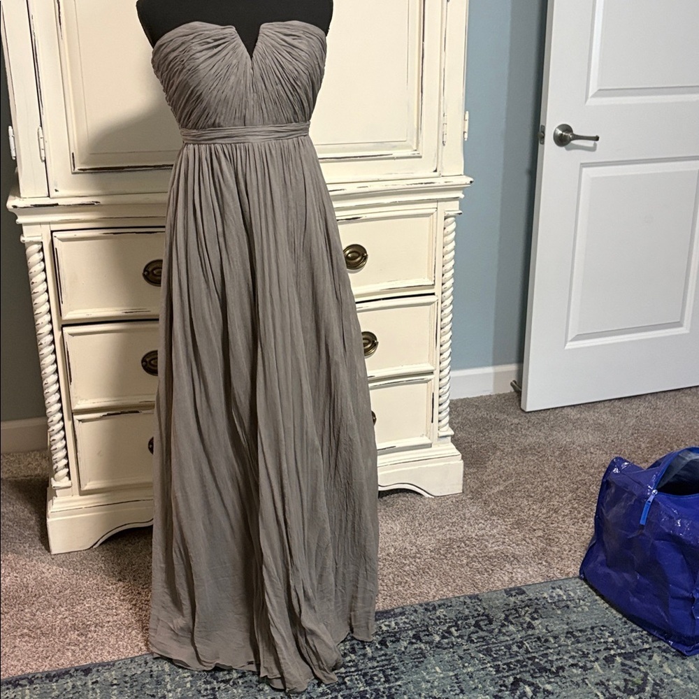 Elegant, bridesmaids Jcrew Strapless Gray Gown - Picture 4 of 5